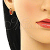 Argolla Huggie 02.210.0607.1.12 Oro Laminado, con Granate Zirconia Cubica, Pulido, Tono Dorado