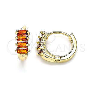 Argolla Huggie 02.210.0607.1.12 Oro Laminado, con Granate Zirconia Cubica, Pulido, Tono Dorado