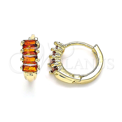 Argolla Huggie 02.210.0607.1.12 Oro Laminado, con Granate Zirconia Cubica, Pulido, Tono Dorado