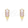 Argolla Huggie 02.210.0607.4.12 Oro Laminado, Diseño de Baguette, con Rosado Zirconia Cubica, Pulido, Tono Dorado