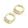 Argolla Huggie 02.210.0607.4.12 Oro Laminado, Diseño de Baguette, con Rosado Zirconia Cubica, Pulido, Tono Dorado
