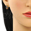 Argolla Huggie 02.210.0607.5.12 Oro Laminado, Diseño de Baguette, con Multicolor Zirconia Cubica, Pulido, Tono Dorado