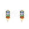 Argolla Huggie 02.210.0607.5.12 Oro Laminado, Diseño de Baguette, con Multicolor Zirconia Cubica, Pulido, Tono Dorado