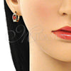 Argolla Huggie 02.210.0608.12 Oro Laminado, con Granate and Blanca Zirconia Cubica, Pulido, Tono Dorado