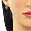 Argolla Huggie 02.210.0608.1.12 Oro Laminado, con Topacio Azul and Blanca Zirconia Cubica, Pulido, Tono Dorado