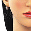 Argolla Huggie 02.210.0608.3.12 Oro Laminado, con Rosado and Blanca Zirconia Cubica, Pulido, Tono Dorado