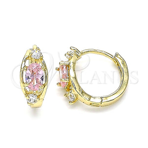 Argolla Huggie 02.210.0608.3.12 Oro Laminado, con Rosado and Blanca Zirconia Cubica, Pulido, Tono Dorado