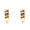 Argolla Huggie 02.210.0609.12 Oro Laminado, con Granate Zirconia Cubica, Pulido, Tono Dorado
