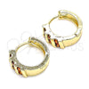 Argolla Huggie 02.210.0609.12 Oro Laminado, con Granate Zirconia Cubica, Pulido, Tono Dorado
