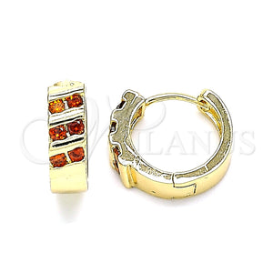 Argolla Huggie 02.210.0609.12 Oro Laminado, con Granate Zirconia Cubica, Pulido, Tono Dorado