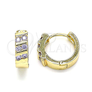 Argolla Huggie 02.210.0609.1.12 Oro Laminado, con Amatista Zirconia Cubica, Pulido, Tono Dorado