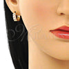 Argolla Huggie 02.210.0609.2.12 Oro Laminado, con Rosado Zirconia Cubica, Pulido, Tono Dorado