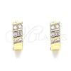 Argolla Huggie 02.210.0609.2.12 Oro Laminado, con Rosado Zirconia Cubica, Pulido, Tono Dorado