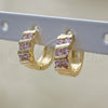 Argolla Huggie 02.210.0609.2.12 Oro Laminado, con Rosado Zirconia Cubica, Pulido, Tono Dorado