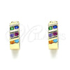 Argolla Huggie 02.210.0609.3.12 Oro Laminado, con Multicolor Zirconia Cubica, Pulido, Tono Dorado
