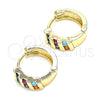 Argolla Huggie 02.210.0609.3.12 Oro Laminado, con Multicolor Zirconia Cubica, Pulido, Tono Dorado