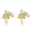 Argolla Huggie 02.210.0610.15 Oro Laminado, Diseño de Elefante, con Blanca Zirconia Cubica, Pulido, Tono Dorado