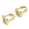 Argolla Huggie 02.210.0610.15 Oro Laminado, Diseño de Elefante, con Blanca Zirconia Cubica, Pulido, Tono Dorado