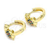 Argolla Huggie 02.210.0610.2.15 Oro Laminado, Diseño de Elefante, con Multicolor Zirconia Cubica, Pulido, Tono Dorado