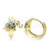 Argolla Huggie 02.210.0610.2.15 Oro Laminado, Diseño de Elefante, con Multicolor Zirconia Cubica, Pulido, Tono Dorado