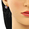 Argolla Huggie 02.210.0611.2.12 Oro Laminado, Diseño de Flor y Estrella, con Amatista Zirconia Cubica, Pulido, Tono Dorado
