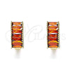 Argolla Huggie 02.210.0612.12 Oro Laminado, Diseño de Baguette, con Granate Zirconia Cubica, Pulido, Tono Dorado
