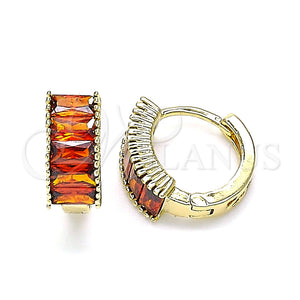 Argolla Huggie 02.210.0612.12 Oro Laminado, Diseño de Baguette, con Granate Zirconia Cubica, Pulido, Tono Dorado