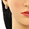 Argolla Huggie 02.210.0612.1.12 Oro Laminado, Diseño de Baguette, con Rosado Zirconia Cubica, Pulido, Tono Dorado