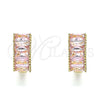 Argolla Huggie 02.210.0612.1.12 Oro Laminado, Diseño de Baguette, con Rosado Zirconia Cubica, Pulido, Tono Dorado