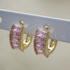 Argolla Huggie 02.210.0612.1.12 Oro Laminado, Diseño de Baguette, con Rosado Zirconia Cubica, Pulido, Tono Dorado