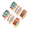 Argolla Huggie 02.210.0612.1.12 Oro Laminado, Diseño de Baguette, con Rosado Zirconia Cubica, Pulido, Tono Dorado