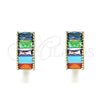 Argolla Huggie 02.210.0612.2.12 Oro Laminado, Diseño de Baguette, con Multicolor Zirconia Cubica, Pulido, Tono Dorado