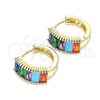 Argolla Huggie 02.210.0612.2.12 Oro Laminado, Diseño de Baguette, con Multicolor Zirconia Cubica, Pulido, Tono Dorado