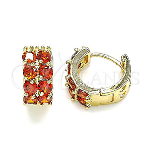 Argolla Huggie 02.210.0615.12 Oro Laminado, con Granate Zirconia Cubica, Pulido, Tono Dorado