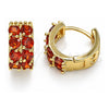 Argolla Huggie 02.210.0615.12 Oro Laminado, con Zirconia Cubica Granate, Pulido, Tono Dorado