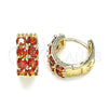 Argolla Huggie 02.210.0615.12 Oro Laminado, con Granate Zirconia Cubica, Pulido, Tono Dorado