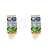 Argolla Huggie 02.210.0615.1.12 Oro Laminado, con Multicolor Zirconia Cubica, Pulido, Tono Dorado