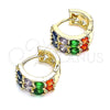 Argolla Huggie 02.210.0615.1.12 Oro Laminado, con Multicolor Zirconia Cubica, Pulido, Tono Dorado