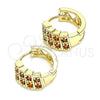 Argolla Huggie 02.210.0616.12 Oro Laminado, con Granate Zirconia Cubica, Pulido, Tono Dorado
