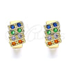 Argolla Huggie 02.210.0616.1.12 Oro Laminado, con Multicolor Zirconia Cubica, Pulido, Tono Dorado