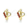 Argolla Huggie 02.210.0618.12 Oro Laminado, Diseño de Corazón, con Granate Zirconia Cubica, Pulido, Tono Dorado