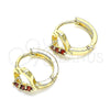 Argolla Huggie 02.210.0618.12 Oro Laminado, Diseño de Corazón, con Granate Zirconia Cubica, Pulido, Tono Dorado