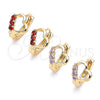 Argolla Huggie 02.210.0618.12 Oro Laminado, Diseño de Corazón, con Granate Zirconia Cubica, Pulido, Tono Dorado
