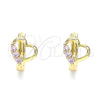 Argolla Huggie 02.210.0618.1.12 Oro Laminado, Diseño de Corazón, con Rosado Zirconia Cubica, Pulido, Tono Dorado
