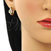 Argolla Huggie 02.210.0619.15 Oro Laminado, Diseño de Corazón, con Blanca Micro Pave, Pulido, Tono Dorado