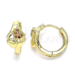 Argolla Huggie 02.210.0619.1.15 Oro Laminado, Diseño de Corazón, con Granate Micro Pave, Pulido, Tono Dorado