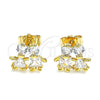 Arete Dormilona 02.387.0021 Oro Laminado, Diseño de Niñito Pequeño y Niñita Pequeña, con Blanca Zirconia Cubica, Pulido, Tono Dorado