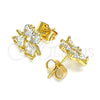 Arete Dormilona 02.387.0021 Oro Laminado, Diseño de Niñito Pequeño y Niñita Pequeña, con Blanca Zirconia Cubica, Pulido, Tono Dorado