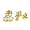 Arete Dormilona 02.387.0021 Oro Laminado, Diseño de Niñito Pequeño y Niñita Pequeña, con Blanca Zirconia Cubica, Pulido, Tono Dorado