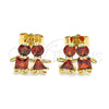 Arete Dormilona 02.387.0021.1 Oro Laminado, Diseño de Niñito Pequeño y Niñita Pequeña, con Granate Zirconia Cubica, Pulido, Tono Dorado